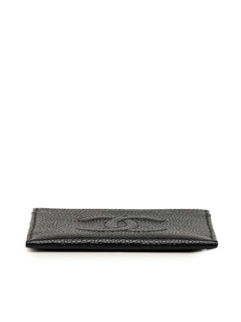 Chanel CC Logo Card Case Black Caviar Leather